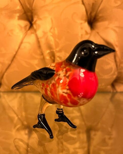 Casa Padrino Glasfigur Chickadee Vogel - bunte Dekofigur aus Glas - Figur Skulptur Deko Dekoration Geschenk