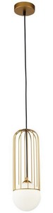 Casa Padrino Hngeleuchte Gold / Wei  12 x H. 35 cm - Hhenverstellbare Pendelleuchte mit kugelfrmigem Lampenschirm aus Mattglas