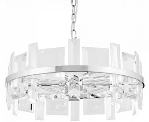 Casa Padrino Hngeleuchte Silber  60 cm - Moderne runde Hngelampe mit Metallrahmen und Glasplatten - Designer Leuchten