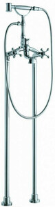 Casa Padrino Jugendstil Badewannenarmatur Silber 25,3 x 18 x H. 118,3 cm - Freistehende Badewannenarmatur mit Standfen und Handbrause - Nostalgisches Badezimmer Zubehr