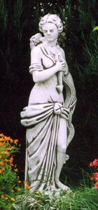 Casa Padrino Jugendstil Garten Deko Stein Skulptur Dame Grau H. 130 cm