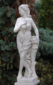 Casa Padrino Jugendstil Garten Deko Skulptur Dame Grau H. 140 cm - Elegante Garten Deko Stein Figur - Barock & Jugendstil Garten Deko Accessoires
