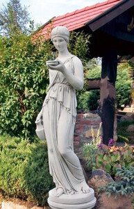 Casa Padrino Jugendstil Garten Deko Skulptur Grau H. 165 cm - Elegante Garten Deko Stein Figur - Barock & Jugendstil Garten Deko Accessoires - Garten Deko Stein Skulpturen