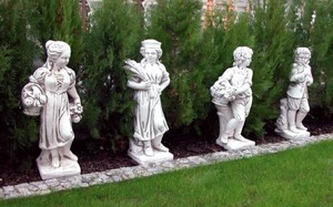 Casa Padrino Jugendstil Garten Deko Skulpturen 4er Set Grau H. 75 cm