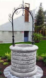 Casa Padrino Jugendstil Garten Beton Brunnen Grau / Schwarz  105 x H. 219 cm