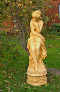 Casa Padrino Jugendstil Gartendeko Skulptur / Statue Mchen Antik Stil Creme - Steinfigur Barock Gartenskulptur - sehr schwer - 195 kg ohne Sockel