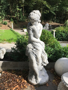 Casa Padrino Jugendstil Gartendeko Skulptur / Statue Mchen Antikgrau - Steinfigur Barock Gartenskulptur - sehr schwer - 195 kg