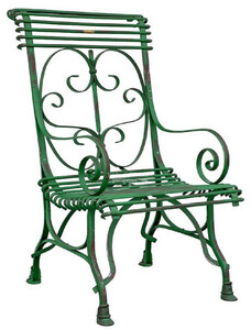 Casa Padrino Jugendstil Gartenstuhl Antik Grn 64 x 66 x H. 114 cm - Handgefertigter Schmiedeeisen Stuhl mit Armlehnen - Nostalgische Garten Mbel