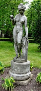Casa Padrino Jugendstil Skulptur Venus mit Apfel Antik Stil Grau 38 x H 118 cm Antikstil Grau  - Barock Gartendeko - Schwer und Massiv