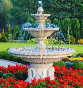 Casa Padrino Jugendstil Springbrunnen Wei  155 x H. 180 cm - Prunkvoller Gartenbrunnen - Gartendeko Brunnen - Barock & Jugendstil Garten Deko Accessoires