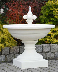 Casa Padrino Jugendstil Springbrunnen Lilie Wei  102 x H. 110 cm - Prunkvoller Gartenbrunnen - Gartendeko Brunnen - Barock & Jugendstil Garten Deko Accessoires