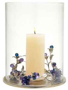 Casa Padrino Luxus Kerzenleuchter mit Swarovski Kristallglas Silber / Mehrfarbig  34 x H. 42 cm - Luxus Wohnzimmer Deko Accessoires