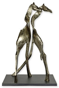 Casa Padrino Luxus Aluminium Deko Skulptur Giraffen Silber / Schwarz 42,3 x 22,4 x H. 64,2 cm - Abstrakte Aluminium Deko Figur - Wohnzimmer Deko - Schreibtisch Deko