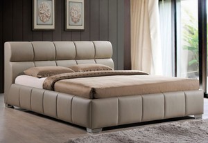 Casa Padrino Luxus Doppelbett Cappucciono 176 x 237 x H. 93 cm - Massivholz Bett mit Kunstleder - Schlafzimmer Mbel