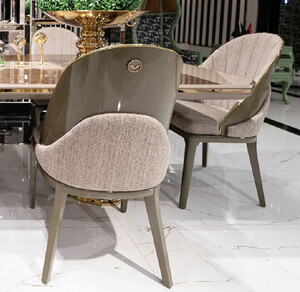 Casa Padrino Luxus Esszimmer Stuhl 6er Set Grau / Gold - Luxus Kchensthle - Esszimmer Mbel - Restaurant Mbel - Luxus Mbel
