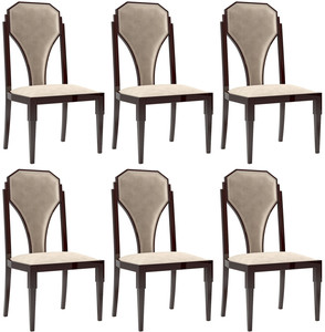 Casa Padrino Luxus Art Deco Esszimmer Stuhl Set Beige / Dunkelbraun / Silber 55 x 55 x H. 110 cm - Edles Kchen Sthle 6er Set - Art Deco Esszimmer Mbel