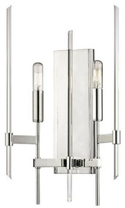 Casa Padrino Luxus Wandleuchte Silber 27,9 x 12,1 x H. 46,9 cm - Elegante Wandlampe mit Messing Armen und Glasstben - Luxus Kollektion