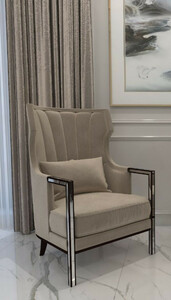 Casa Padrino Luxus Art Deco Samt Sessel Grau / Schwarz / Silber 70 x 75 x H. 100 cm - Edler Wohnzimmer Sessel - Luxus Qualitt - Art Deco Mbel