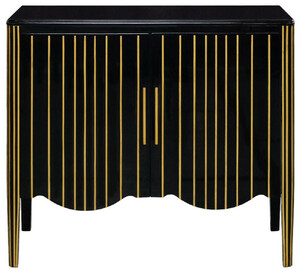 Casa Padrino Luxus Art Deco Sideboard Schwarz / Gold 100 x 50 x H. 90 cm - Edler Massivholz Schrank mit 2 Tren - Art Deco Wohnzimmer Mbel
