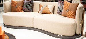 Casa Padrino Luxus Art Deco Sofa Creme / Braun / Grau / Gold - Wohnzimmer Sofa - Wohnzimmer Mbel - Art Deco Mbel - Luxus Mbel