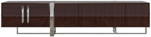 Casa Padrino Luxus Art Deco TV Schrank Dunkelbraun / Silber 245 x 45 x H. 55 cm - Edler Wohnzimmer Fernsehschrank mit 6 Tren - Art Deco Mbel