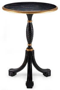 Casa Padrino Luxus Barock Beistelltisch Antik Schwarz / Antik Gold - Runder Barockstil 3-Bein Massivholz Tisch - Luxus Mbel im Barockstil - Barock Mbel - Luxus Qualitt - Made in Italy