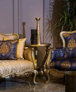 Casa Padrino Luxus Barock Beistelltisch Gold - Runder Massivholz Tisch im Barockstil - Barock Wohnzimmer Mbel - Edel & Prunkvoll