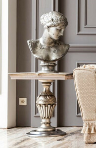 Casa Padrino Luxus Barock Beistelltisch Silber / Naturfarben - Handgefertigter Tisch im Barockstil - Barock Wohnzimmer Mbel - Edel & Prunkvoll
