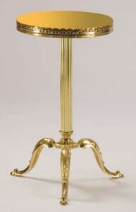 Casa Padrino Luxus Barock Beistelltisch Gold  32 x H. 50 cm - Runder Messing Tisch mit Massivholz Tischplate und Glasplatte - Barock Mbel - Luxus Qualitt - Made in Italy