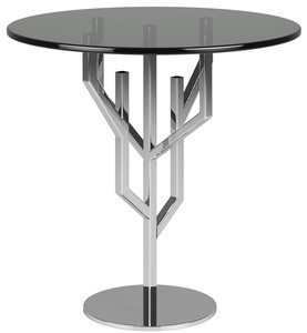 Casa Padrino Luxus Beistelltisch Grau / Silber  45 x H. 58 cm - Edler runder Tisch mit Glasplatte - Luxus Wohnzimmer Mbel