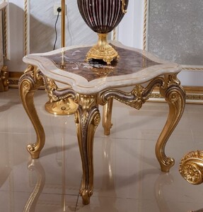 Casa Padrino Luxus Barock Beistelltisch Wei / Braun / Gold H. 60 cm
