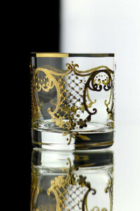 Casa Padrino Luxus Barock Whisky Glas 6er Set Gold  8 x H. 9 cm - Handgefertigte und handbemalte Whiskyglser - Hotel & Restaurant Accessoires - Luxus Qualitt