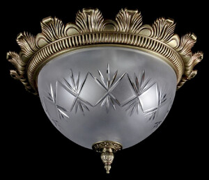 Casa Padrino Luxus Barock Deckenleuchte Messing mit Patina  37 x H. 21 cm - Runde Barockstil Deckenlampe - Barock Leuchten