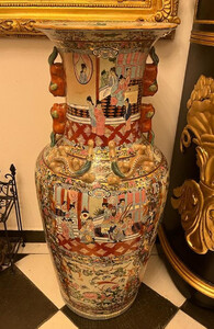 Casa Padrino Luxus Barock Deko Vase Mehrfarbig  33 x H. 92 cm - Antike Chinesische Porzellan Vase - Chinesische Luxus Barock Deko Accessoires