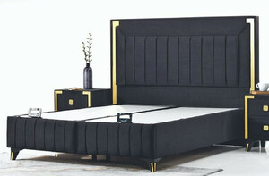 Casa Padrino Luxus Doppelbett Schwarz / Gelbgold - Modernes Massivholz Bett - Moderne Schlafzimmer & Hotel Mbel - Luxus Kollektion