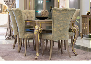 Casa Padrino Luxus Barock Esszimmer Set Grn / Gold / Grau - 1 Esstisch & 6 Esszimmersthle - Prunkvolle Esszimmermbel im Barockstil - Luxus Qualitt