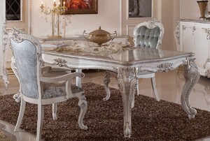 Casa Padrino Luxus Barock Esszimmer Set Grn / Silber / Wei