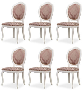 Casa Padrino Luxus Barock Esszimmer Stuhl 6er Set Lila / Beige / Wei - Barockstil Kchen Sthle - Prunkvolle Luxus Esszimmer Mbel im Barockstil - Edel & Prunkvoll