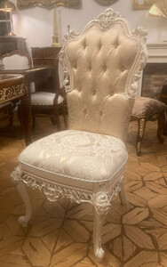 Casa Padrino Luxus Barock Esszimmer Stuhl Gold / Wei / Creme - Prunkvoller Barockstil Kchen Stuhl - Luxus Esszimmer Mbel im Barockstil - Barock Mbel - Edel & Prunkvoll