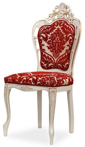 Casa Padrino Luxus Barock Esszimmer Stuhl mit elegantem Muster Rot / Wei / Beige / Gold - Barockstil Kchen Stuhl - Prunkvolle Luxus Esszimmer Mbel im Barockstil - Barock Mbel