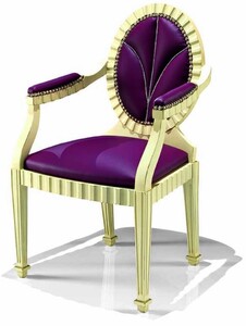 Casa Padrino Luxus Barock Esszimmer Stuhl mit Armlehnen Lila / Elfenbein - Made in Italy