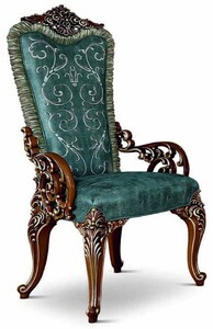 Casa Padrino Luxus Barock Esszimmer Stuhl mit Armlehnen Grn / Braun / Gold - Made in Italy