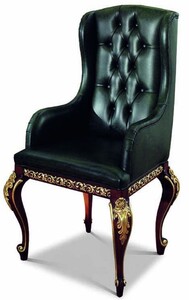 Casa Padrino Luxus Barock Leder Esszimmer Stuhl mit Armlehnen Dunkelgrn / Dunkelbraun / Gold - Made in Italy