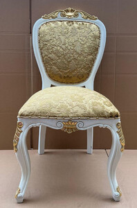 Casa Padrino Luxus Barock Esszimmer Stuhl mit elegantem Muster Gold / Wei / Gold - Esszimmer Mbel im Barockstil - Luxus Mbel im Barockstil - Barock Mbel - Barock Interior