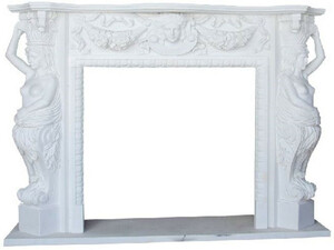 Casa Padrino Luxus Barock Kaminumrandung Wei 180 x 40 x H. 140 cm - Prunkvolle Kaminumrandung aus hochwertigem Marmor - Deko Accessoires im Barockstil