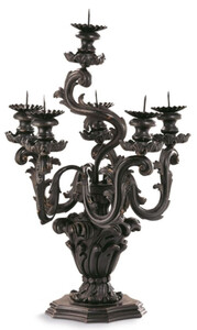 Casa Padrino Luxus Barock Kerzenhalter Antik Schwarz  35 x H. 51 cm - Prunkvoller Barockstil Kerzenstnder - Luxus Deko Accessoires im Barockstil - Luxus Qualitt - Made in Italy