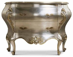 Casa Padrino Luxus Barock Kommode Silber / Gold 127,5 cm - Made in Italy
