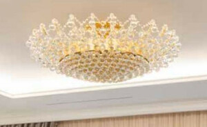 Casa Padrino Luxus Barock Kristall Deckenleuchte Gold / Silber  105 x H. 35 cm - Runde Barockstil Deckenlampe mit venezianischen Kristallglas - Edel & Prunkvoll - Luxus Qualitt - Made in Italy