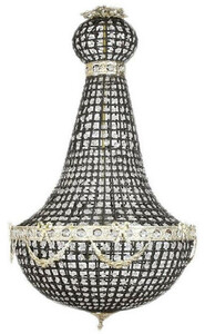 Casa Padrino Luxus Barock Kristall Kronleuchter Schwarz / Silber  55 x H. 110 cm - Prunkvoller Barockstil Kronleuchter - Barock Kristall Leuchten - Edel & Prunkvoll