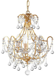 Casa Padrino Luxus Barock Kristall Kronleuchter Gold mit Patina  40 x H. 50 cm - Barockstil Kronleuchter mit edlem Murano Glas - Edel & Prunkvoll - Luxus Qualitt - Made in Italy
